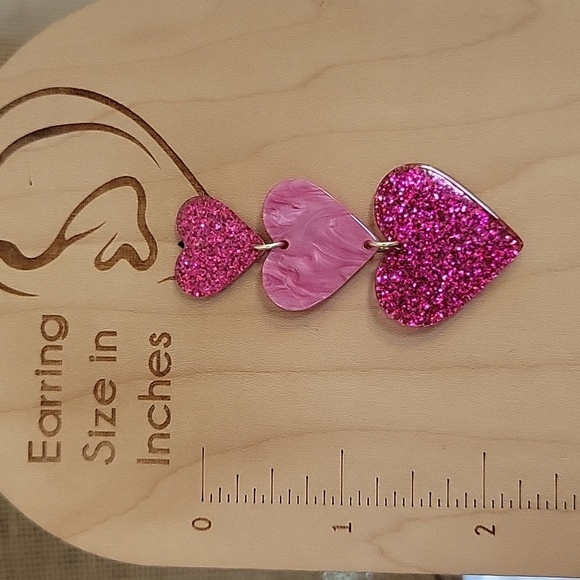 Sparkle Hearts Chain Drop Earrings - Picture 3 of 7